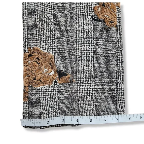 Mos Mosh Ivana shannon Checkered Pants Crop Dress Trousers Floral Appliqué 27 - Picture 11 of 12